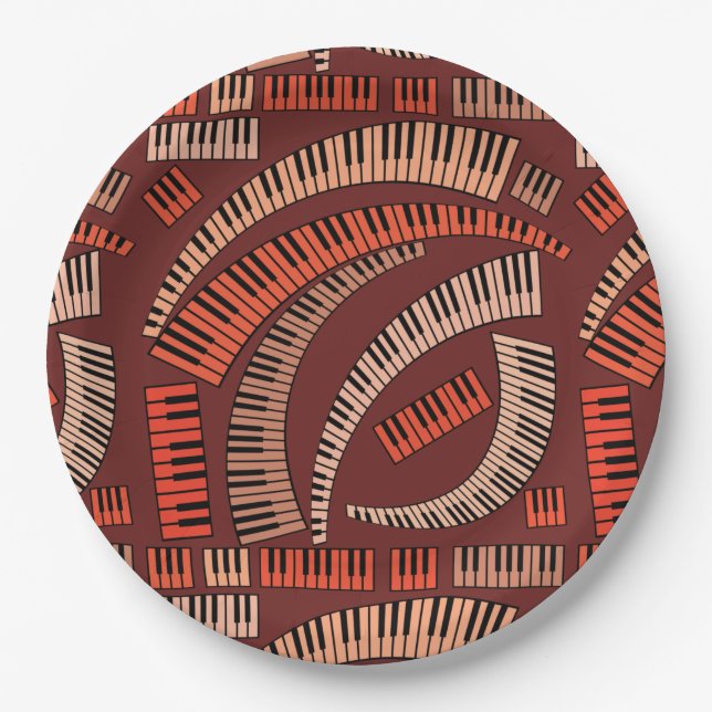 Curved Piano Keys Paper Plate (Front)