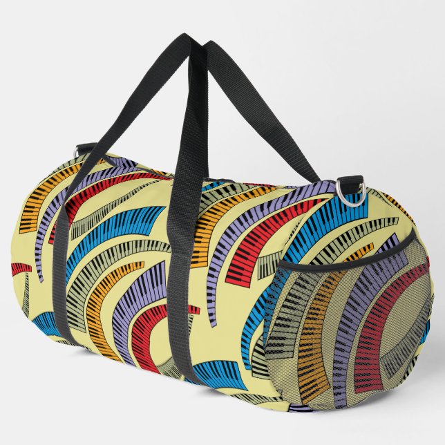 Curved Piano Keys Pattern Duffle Bag (Right Corner)