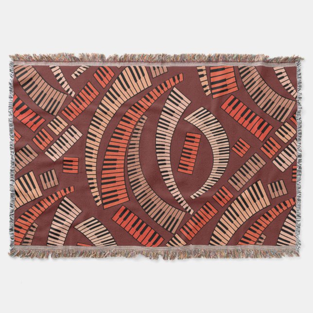 Curved Piano Keys Throw Blanket (Front)