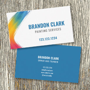 Curved Rainbow Brushstroke Arc Painting Services Business Card