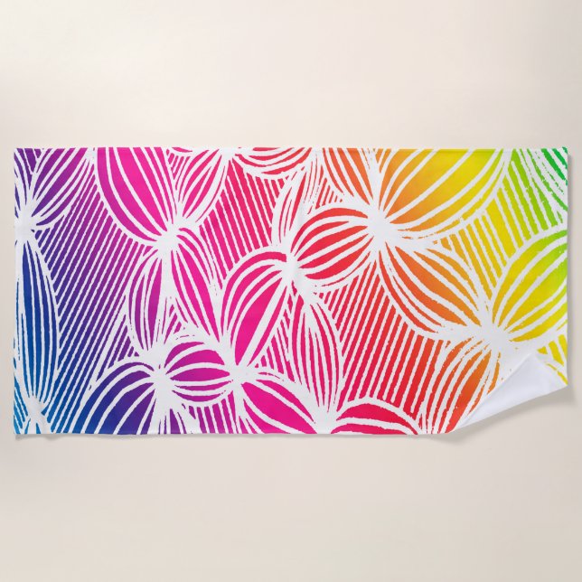 Curved rainbow lines beach towel (Front)