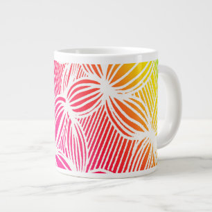 Curved rainbow lines large coffee mug
