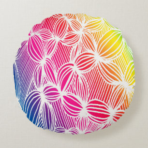 Curved rainbow lines round cushion