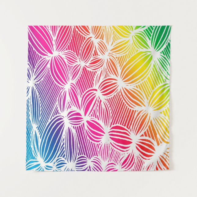 Curved rainbow lines tapestry (Front)