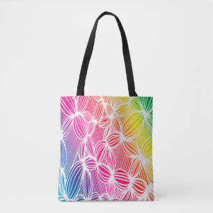 Curved rainbow lines tote bag