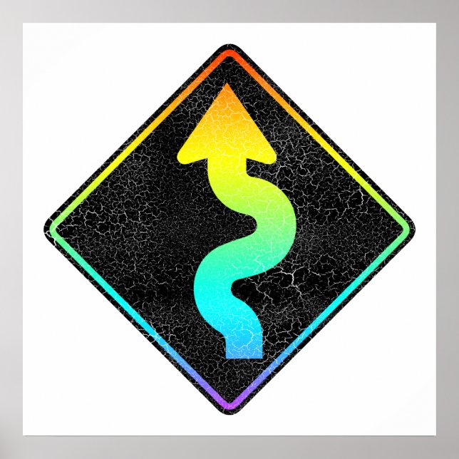 curved road ahead street sign (Front)