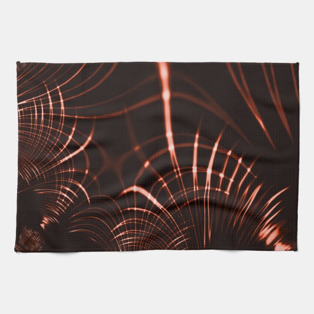 Curved sharp claws or thorns of coral or copper tea towel (Horizontal)