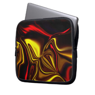 Curved showy red and gold strokes with dark parts laptop sleeve