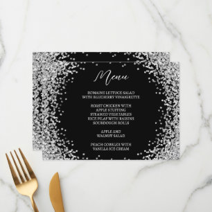 Curved Silver Glitter Black and White Menu