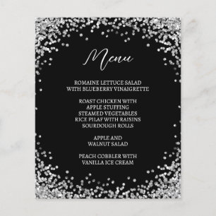 Curved Silver Glitter Black Menu