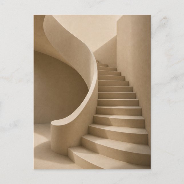 Curved Staircase Minimalist Beige Postcard (Front)