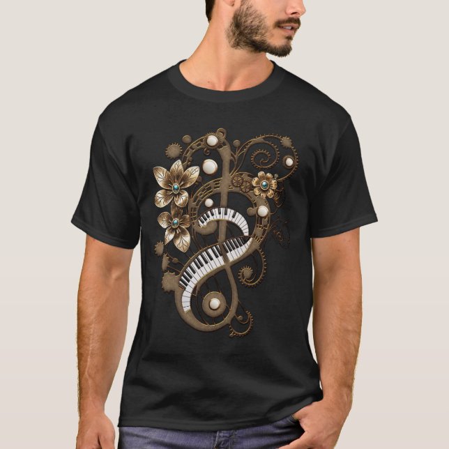 Curved steampunk piano keyboard. T-Shirt (Front)
