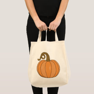 Curved Stem Pumpkin Illustration Tote Bag