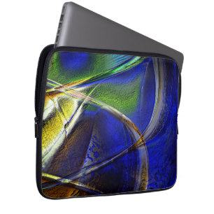 Curved strokes over sepia to green and blue rind t laptop sleeve