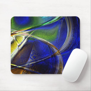 Curved strokes over sepia to green and blue rind t mouse mat