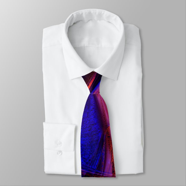 Curved strokes over startling red and blue crust   tie (Tied)