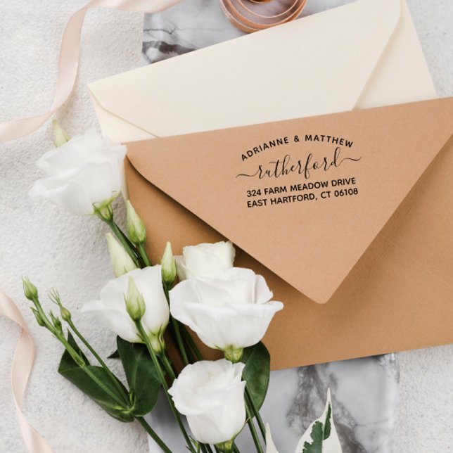 Curved Text & Script Charming Return Address Self-inking Stamp (Creator Uploaded)