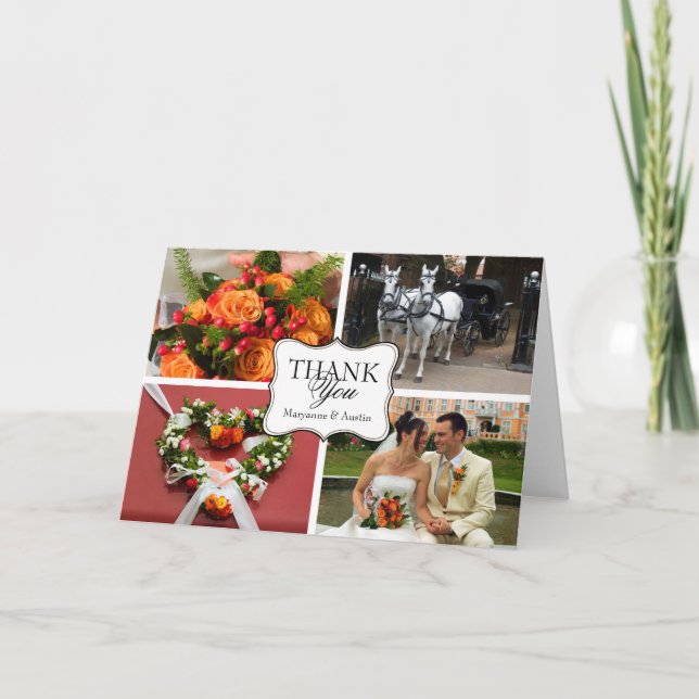 Curved thank you 4 photo montage personal note (Front)