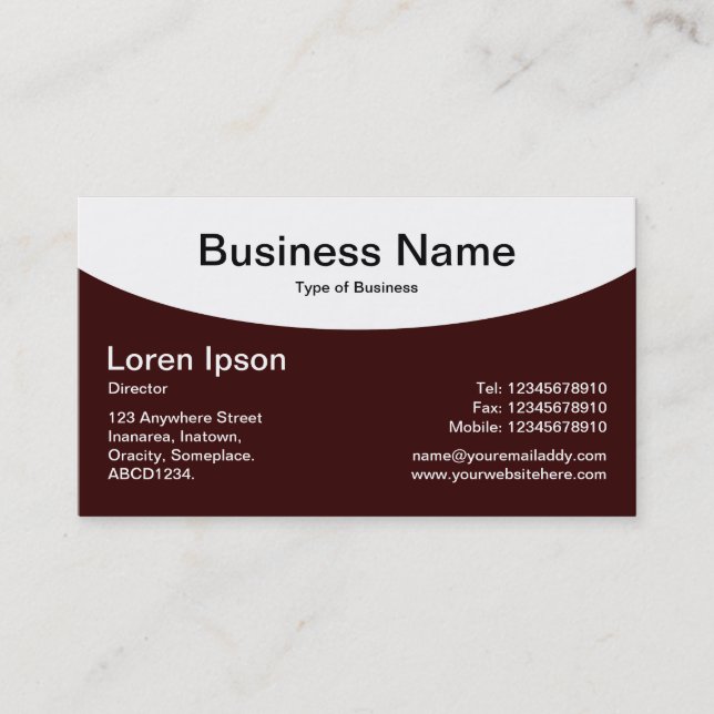 Curved Top - Dark Brown Business Card (Front)