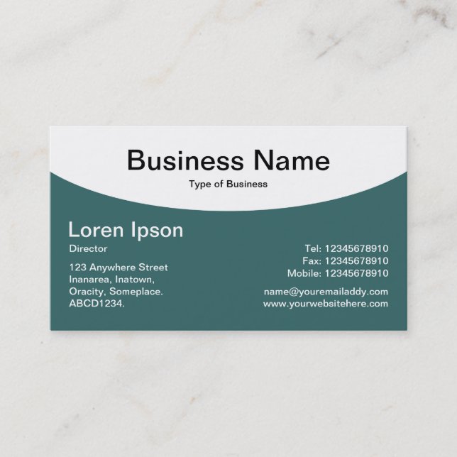 Curved Top - Moss Green Business Card (Front)