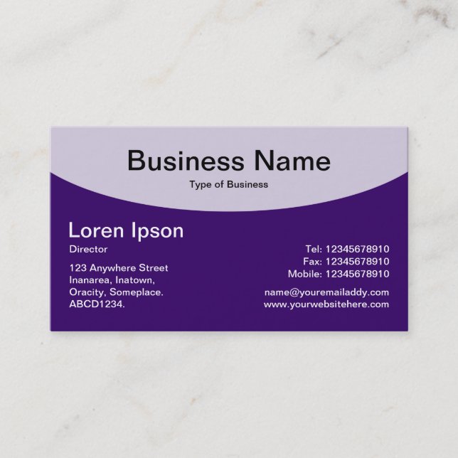 Curved Top v2 - Deep purple Business Card (Front)