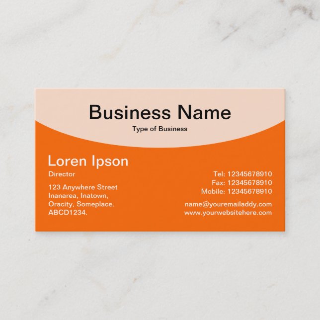 Curved Top v2 - Orange Business Card (Front)