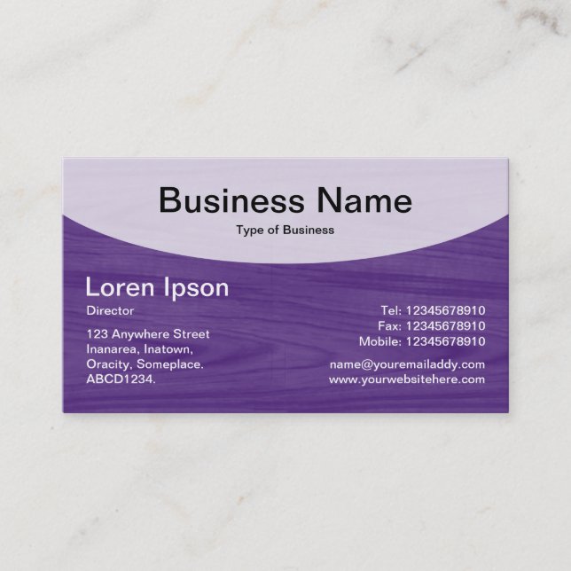 Curved Top v3b - Deep Purple Business Card (Front)