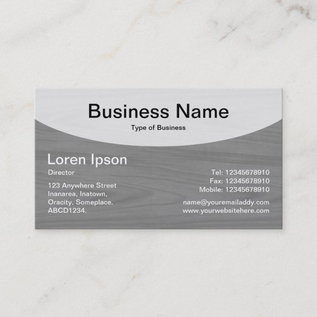 Curved Top v3b - Grey Business Card (Front)