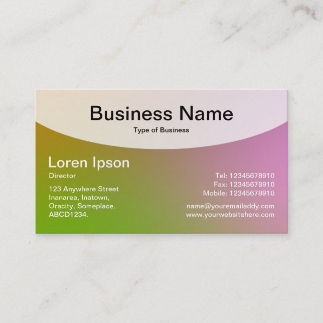 Curved Top v4d - Soft Gradients Business Card (Front)
