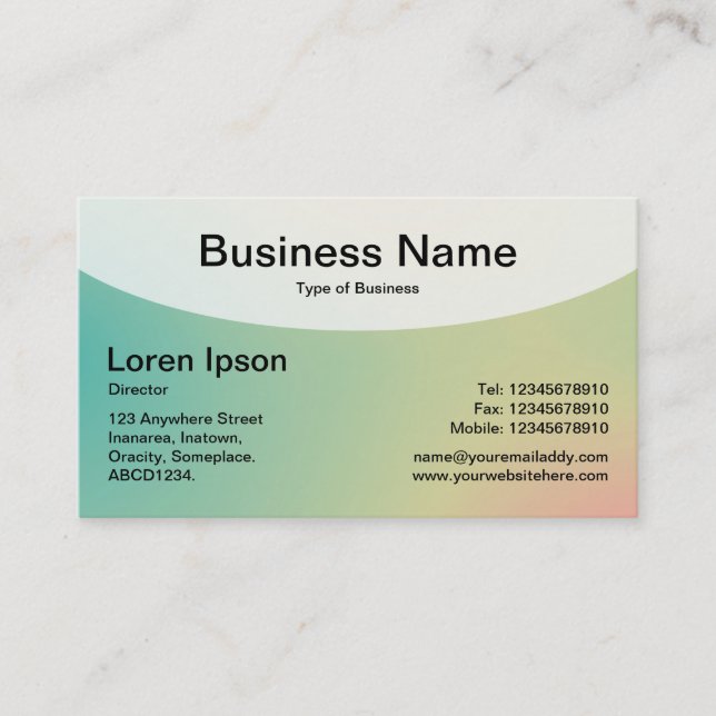 Curved Top v4d - Soft Gradients Business Card (Front)
