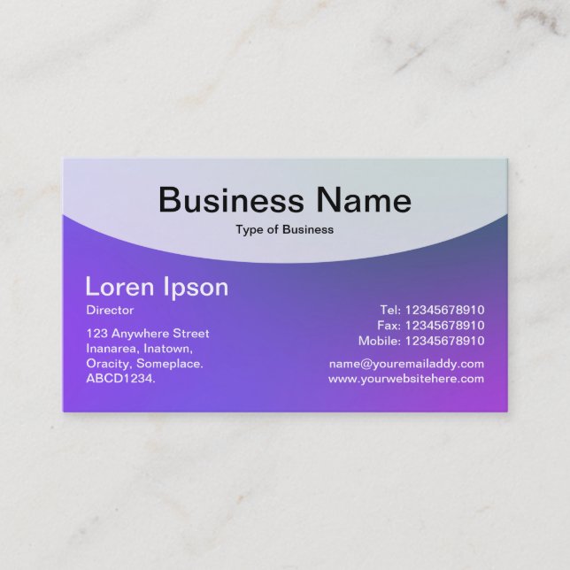 Curved Top v4d - Soft Gradients Business Card (Front)