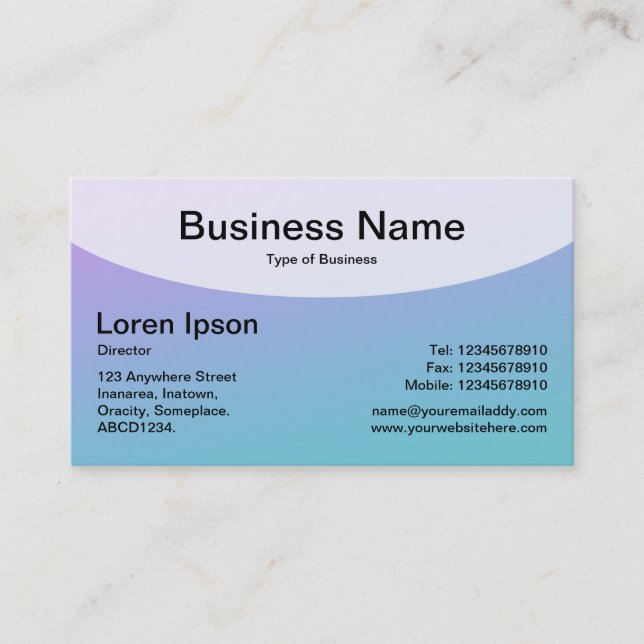 Curved Top v4d - Soft Gradients Business Card (Front)