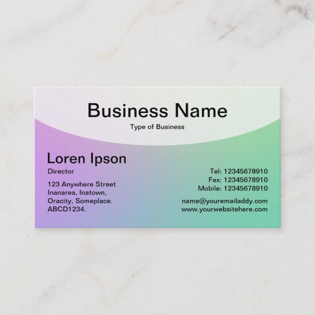 Curved Top v4d - Soft Gradients Business Card (Front)