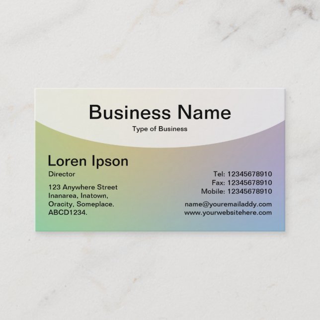 Curved Top v4d - Soft Gradients Business Card (Front)