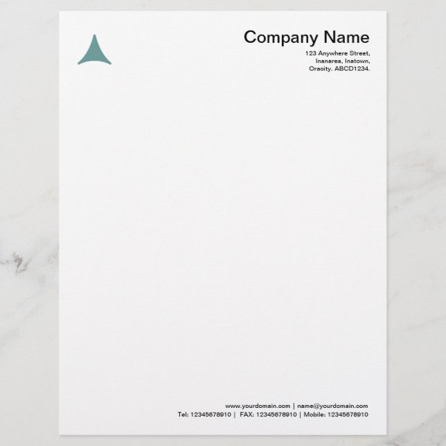 Curved Triangle - Ocean Green Custom Letterhead (Front)