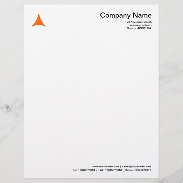 Curved Triangle - Orange Personalised Letterhead (Front)