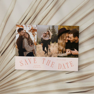 Curved Typography Multi Photo Peach Save The Date