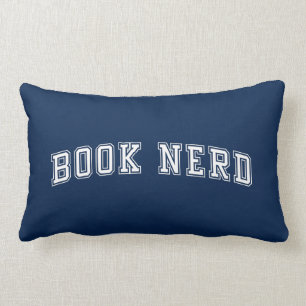 Curved Varsity Style Book Nerd with Editable Colou Lumbar Cushion