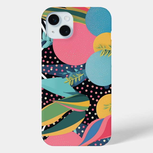 Curves and dots with leaves Case-Mate iPhone case (Back)