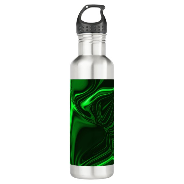 Curves and folds green nickeled on dark background 710 ml water bottle (Front)