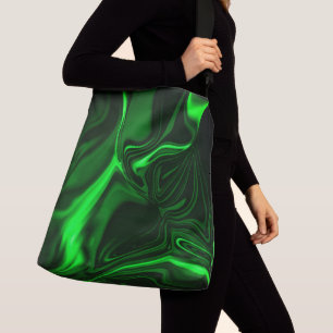 Curves and folds green nickeled on dark background crossbody bag