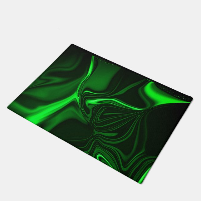 Curves and folds green nickeled on dark background doormat (Angled)