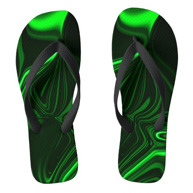 Curves and folds green nickeled on dark background flip flops (Footbed)