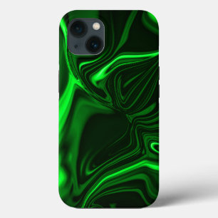 Curves and folds green nickeled on dark background iPhone 13 case
