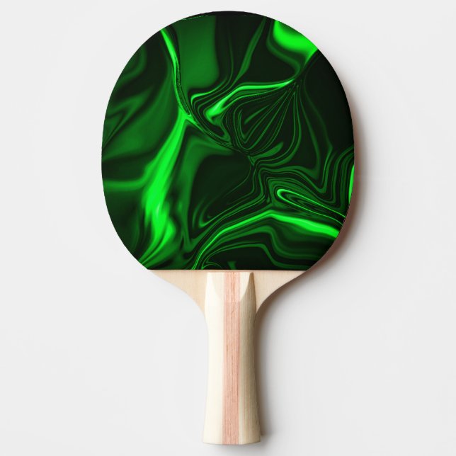 Curves and folds green nickeled on dark background ping pong paddle (Front)