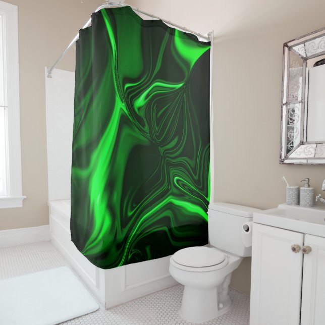 Curves and folds green nickeled on dark background shower curtain (In Situ)