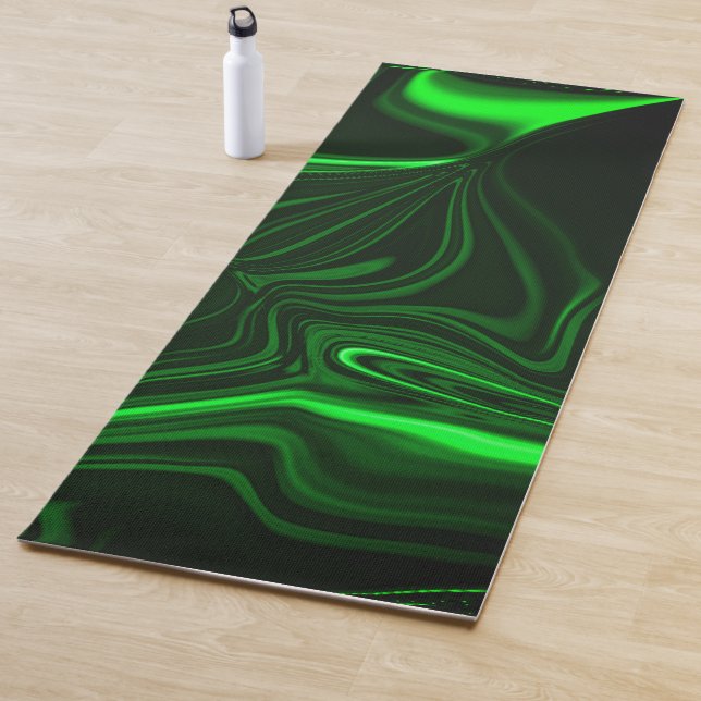 Curves and folds green nickeled on dark background yoga mat (In Situ)