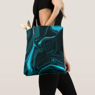 Curves in blue turquoise, deep sky or cyan tote bag