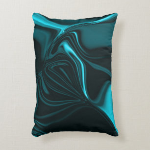 Curves in dark turquoise blue, deep sky or cyan decorative cushion