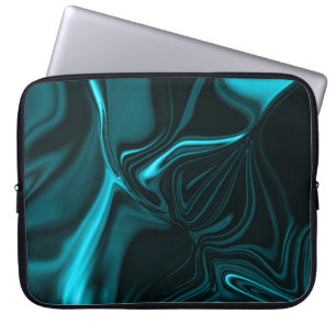 Curves in dark turquoise blue, deep sky or cyan laptop sleeve